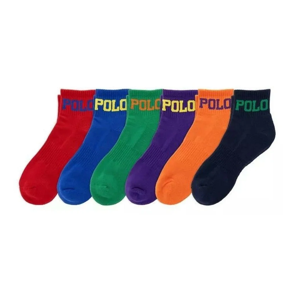 Polo Ralph Lauren Mens 6 Pack Performance Quarter Socks Multicolor Logo Athletic